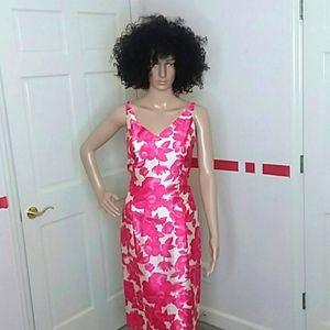 Ann Taylor Womens Pink and White Flower Dress Size 4